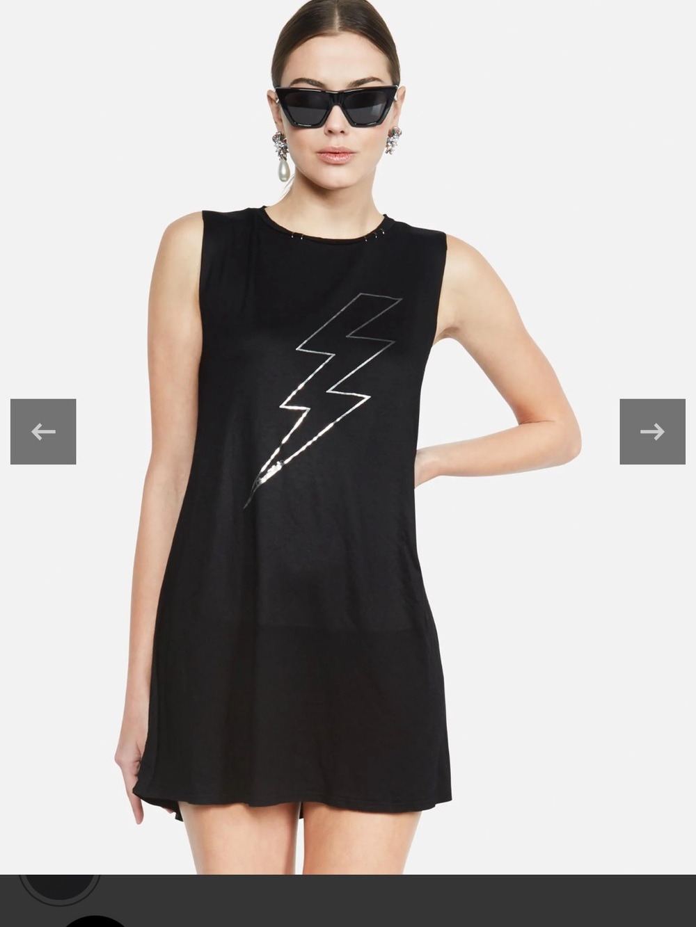 Lauren Moshi Deanna lightning bolt black dress extra small